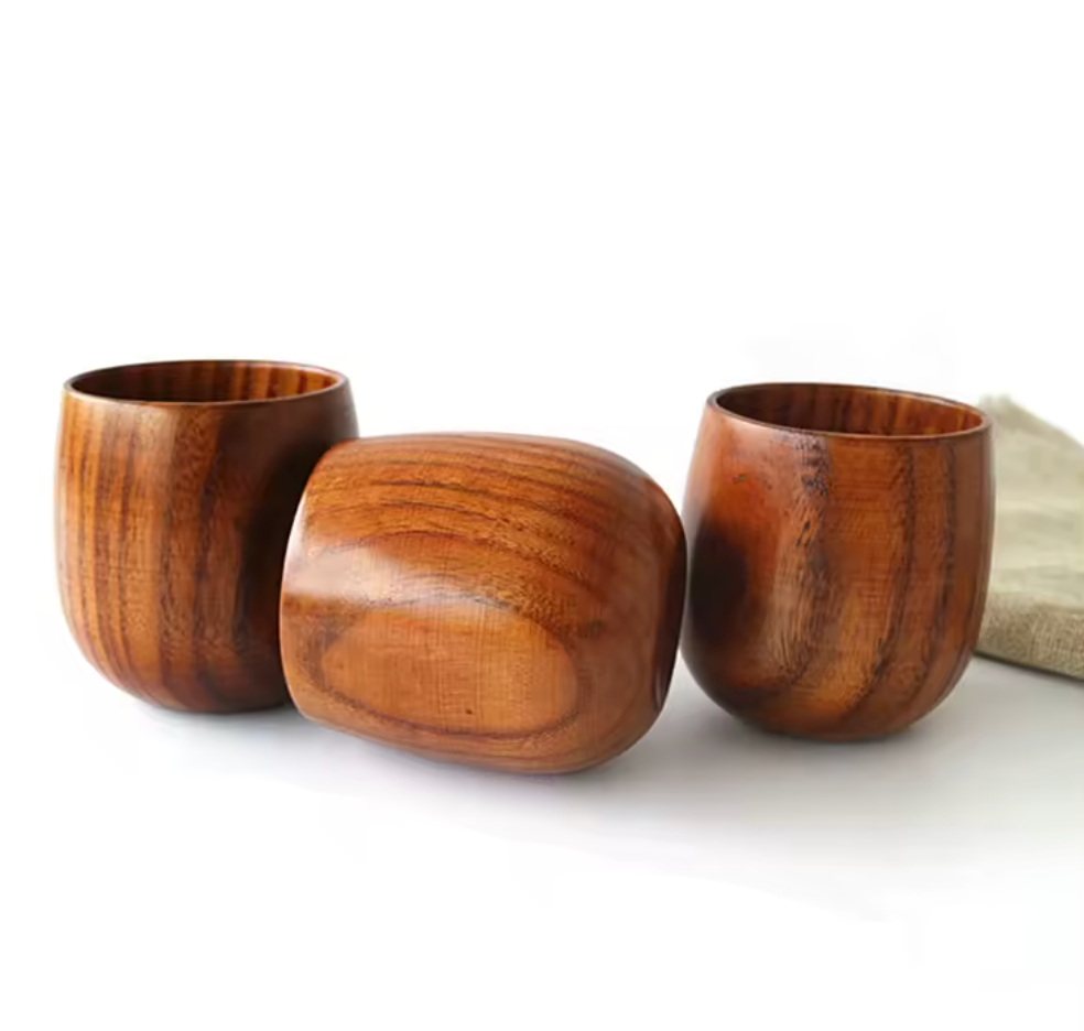 Grain de bois gros ventre en bois tasse à café