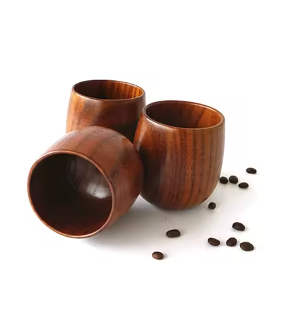 Grain de bois gros ventre en bois tasse à café