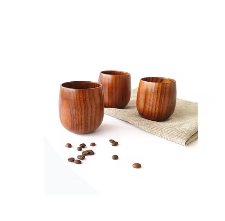 Grain de bois gros ventre en bois tasse à café