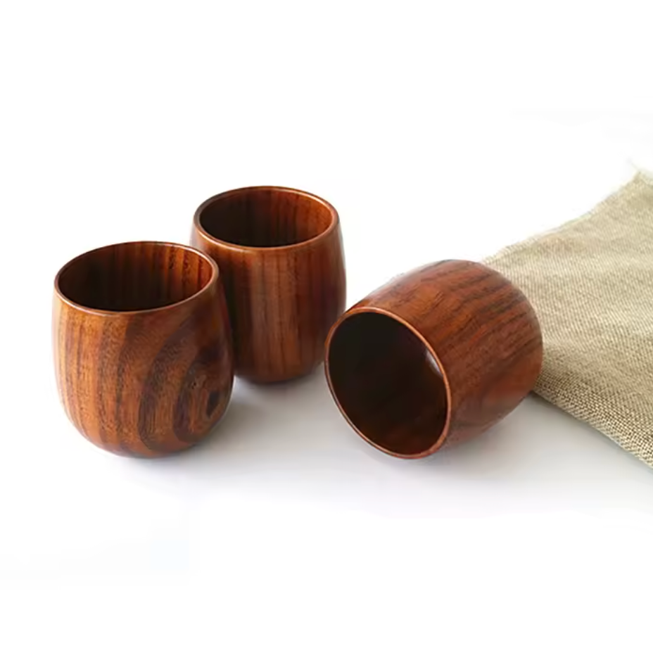 Grain de bois gros ventre en bois tasse à café