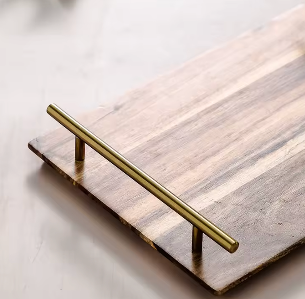 Plat à dîner rectangulaire en bois d’acacia créatif